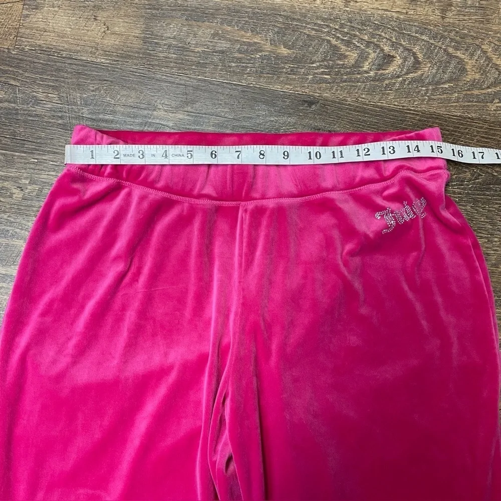 Juicy Couture Pink Velour Track Pants Logo Heart Women's Size Large Bling Y2K - Picture 2 of 10